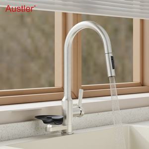 de copa de un agujero Negro mate Acero inoxidable Pulverizador extraíble Fregadero Grifo de cocina con enjuagador de vidrio - Product Image 5