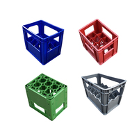 Caisse à bière et à vin empilable en plastique maillé recyclable de haute qualité certifiée ISO9001, 12 trous, 24 bouteilles, 530x360x320mm, multicolore