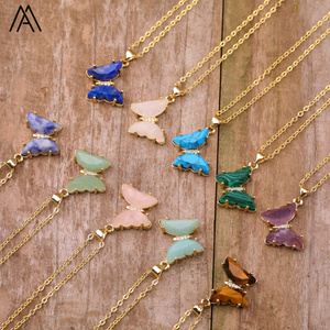 Collana di farfalle regalo di gioielli di moda per la <span class=keywords><strong>mamma</strong></span>, girocollo con ciondolo a farfalla in cristallo di pietra naturale all'ingrosso - Product Image 2