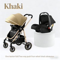 Poussette bébé 3-en-1 légère grise |   Poussette pliable haut de gamme avec siège auto