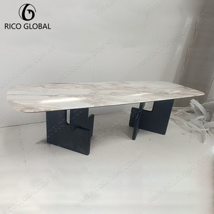 Grande table à manger pour 8 personnes en travertin beige, design rectangulaire fin, épaisseur 3 mm 5 mm, fabriquée en Malaisie, marque OEM/ODM - Product Image 5