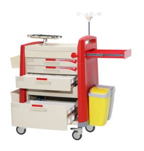 עגלת חירום רפואית מפלסטיק ABS של בית החולים MT MEDICAL עם מוט עירוי - Product Image 3