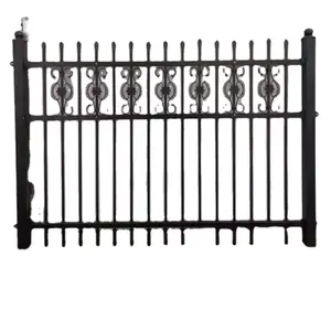 Wrought Iron Fence Design Powder Coated 5mm Thick 10ft Length Garden Decorative Fence Gate for Villas and Yards