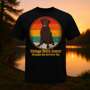 Camiseta vintage retro con diseño de perro Chesapeake Bay Retriever al atardecer - Product Image 3
