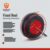 Gulungan Selang Pemadam Kebakaran Open Frame 1/2 Inci X 30M dengan Kerangka Logam Merah dan Selang Hitam untuk Perlindungan Pabrik untuk Pengendalian Kebakaran Profesional