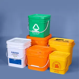 定制2-25升密闭食品级白色餐饮混合塑料桶带盖和手柄储物容器桶