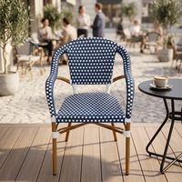 Chaise en rotin PE tressé à la main, légère et moderne, avec structure en aluminium, pour la restauration en plein air, les restaurants, les cafés, les bars, les meubles de patio