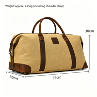 Sac de voyage en toile épaisse et résistante à l'usure avec fond en cuir, sangle amovible, idéal pour les escapades en plein air
