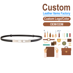 Cinturón Delgado de Cuero Genuino para Mujer, Cinturón Ajustable Decorativo de Moda con Hebilla Plateada para Vestidos - Product Image 2