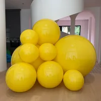 Boule gonflable géante jaune Whoopee Party en PVC mat effet miroir, réutilisable, pour la décoration d'événements, mariages et fêtes d'été