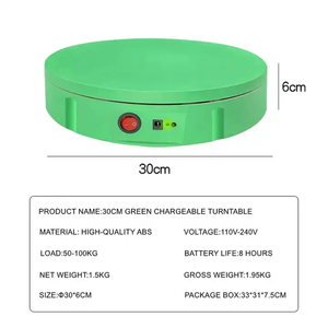 360 Вращающийся дисплей Стенд зеленый экран для фотографии перезаряжаемый поворотный стол с регулируемой скоростью 30 см с пультом дистанционного управления - Product Image 4