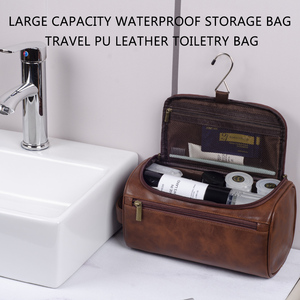 Trousse de Toilette Multifonction Tendance en Cuir pour Hommes – Sac de Lavage Cosmétique de Voyage Étanche - Product Image 3