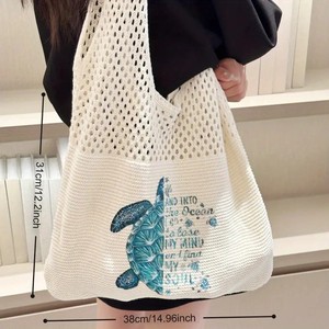 Borsa a maglia a Crochet a maglia borsa leggera con motivo a tartaruga marina con motivo a maglia e <span class=keywords><strong>uncinetto</strong></span> per Shopping estivo da spiaggia - Product Image 3