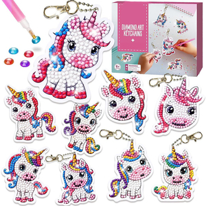 Fait à la main plein diamant PVC Carton pendentif porte-clés transfrontalier bricolage décoratif Puzzle perceuse jouet <span class=keywords><strong>pour</strong></span> enfants <span class=keywords><strong>dessin</strong></span> animé autocollants - Product Image 6