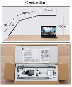 Lampe <span class=keywords><strong>de</strong></span> bureau électrique moderne, flexible, pliable à trois volets, bras long, rotation à 360 degrés, LED sans scintillement, réglable, pour l'étude et la lecture - Product Image 2