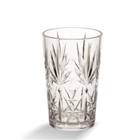 Verre à eau décoratif réutilisable en plastique 420 ml, verre highball haut de gamme 14 oz avec motif en relief