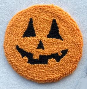 2025 Boutique Handmade Ghost Pumpkin Pattern Halloween Decoration <b>Punch</b> Needle Mug Rug Handicraft Coaster Gift Set - Product Image 5