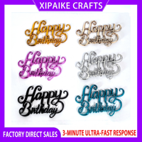 Gold Silber Roségold Schwarz Metallisch 3D Happy Birthday Cake Topper Kursiv Schriftlich Dekoration für Partyzubehör