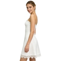 Robe Courte de Soirée Blanche sans Bretelles, Coupe Évasée, Ourlet en Dentelle Festonnée, pour Femme – Fabrication OEM/ODM sur Mesure