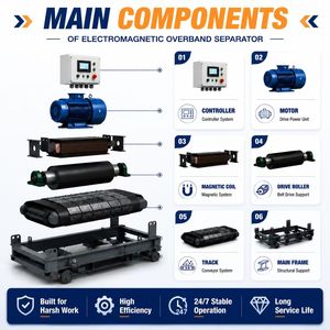 Séparateur électromagnétique haute intensité pour convoyeur, idéal pour les déchets solides municipales (MSW), les déchets d'isolation électrique (<span class=keywords><strong>IBA</strong></span>), les cendres de fond d'incinérateur, l'exploitation minière et le recyclage des centrales électriques - Product Image 6