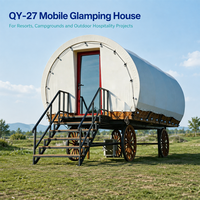 Mobil-home de glamping de luxe 7,85 m avec structure en acier à poutres en H et escalier en bois pour hôtel-resort QY-27