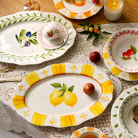 Franse landelijke Chinese fabrikanten op maat gemaakte fruitdesign voedsel schaal keramische plaat porseleinen servies voor huis en keuken