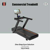 Tapis roulant de fitness avec écran de projection, poignées avant, plateforme plate et support stable pour équipement de fitness commercial