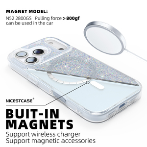 Étui de téléphone argenté à paillettes - Product Image 4