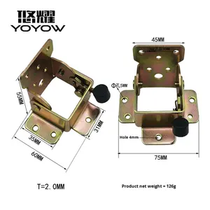 <span class=keywords><strong>Bisagra</strong></span> Plegable Autoblocante de Hierro de 90 Grados, Conector Fijo, Unión de Bloqueo Frontal Extendida para Muebles y Mesas (2.0MM) - Product Image 2