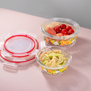 Design JINGHUANG OEM/ODM coperchi di chiusura <span class=keywords><strong>a</strong></span> <span class=keywords><strong>cerniera</strong></span> scatola per il pranzo da cucina in vetro per la casa stoviglie per la preparazione dei pasti Set di contenitori per la conservazione degli alimenti - Product Image 3