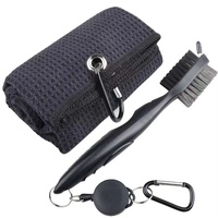 Serviette de golf en microfibre et kit d'accessoires de brosse de club double face pour un nettoyage pratique du club de golf