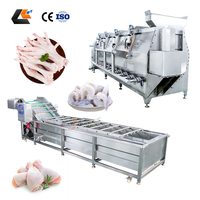 Ligne de production de blanchiment automatique de viandes et fruits de mer, machine à blanchir les pattes de poulet, les crevettes, les calamars, ligne de congélation IQF et d'emballage