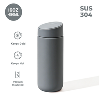 Nouvelle tasse isotherme transfrontalière en acier inoxydable 304 de 450 ml, double paroi sous vide, portable avec couvercle coulissant, pour l'eau - Modèle 2026