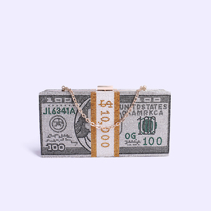 Commercio all'ingrosso di Marca di Lusso di Strass Dollaro donne Soldi Borsa Della frizione di Cristallo USD Disegno di Legge Della Frizione Delle Donne Del Diamante Borse Da Sera Delle Signore - Product Image 2
