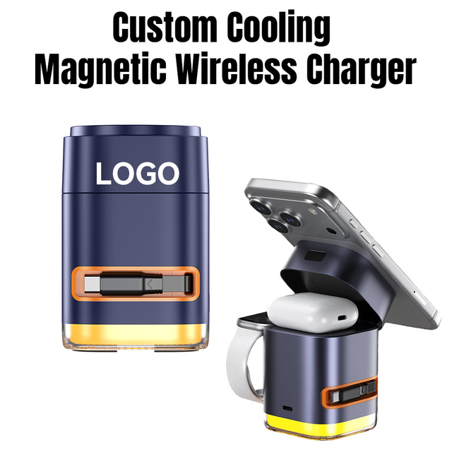 .2 Sibote 25W Magnetic 5-in-1 Foldable Wireless Charger QC2.0 Night Light for Smart Watch & Earphone OEM ODM