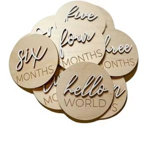 Proveedor de Accesorios para Fotos de Baby Shower Estilo Boho, Discos de Madera Grabados Ecológicos para Registrar el Crecimiento Mensual de Recién Nacidos, Dropshipping - Product Image 3