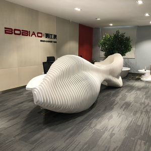 Bobiao sang trọng chất lượng cao công ty tiếp tân làm việc quầy lễ tân màu trắng cao bóng sơn MDF khách sạn quầy tiếp tân - Product Image 4