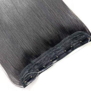 Extensiones de cabello Halo <span class=keywords><strong>invisible</strong></span> para cabello fino 100% cabello humano Fishline Halo Piece Extensiones de clip sin costuras para volumen - Product Image 4