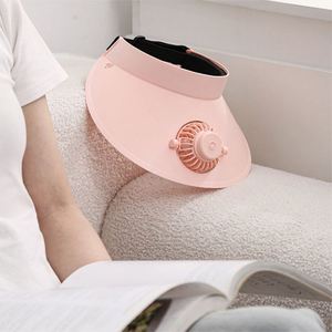 New <b>Pink</b> Visor Hat Custom Logo Adjustable Plastic Sun Visor Summer Mini Hat with Built in Fan for Women - Product Image 6