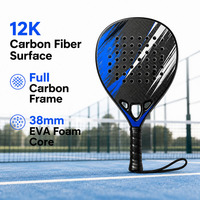 Raquette de padel en fibre de carbone 12K, noyau EVA 38 mm, cadre entièrement en carbone, logo personnalisé