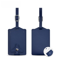 Porte-étiquette de bagage de luxe personnalisé en PU avec logo, pour voyage et promotion, étui souple pour étiquette de bagage, cadeau de mariage, étiquette de bagage épaissie avec boutons-pression