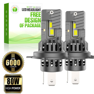 Phare LED en aluminium aéronautique Y6C 80W 6000Lm 6500K pour camions lourds et motos, ventilateur silencieux, lumière turbo - Product Image 1