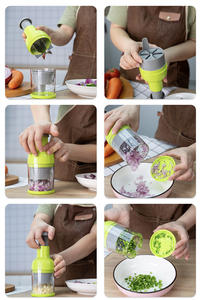 Push-Press <span class=keywords><strong>picadora</strong></span> <span class=keywords><strong>de</strong></span> verduras manual para cebollas, ajo, hierbas, perejil, Chile, nueces, Molinillo, herramientas manuales para frutas y verduras - Product Image 4