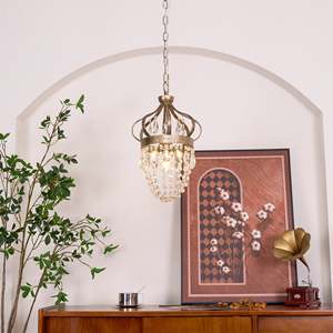 <span class=keywords><strong>Abella</strong></span> lacrima a goccia lampadario con cornice a corona in argento antico, cristallo Beaded cesto e goccioline, il paese francese Glam Lighting - Product Image 2