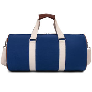 Tas Ransel Travel kanvas logo kustom untuk pria wanita ringan tahan lama katun Weekender dalam semalam tas tangan biru - Product Image 2