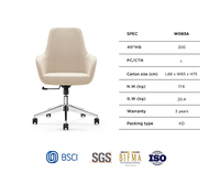 EN1335 BIFMA Mobilier moderne pour chambre d'hôtel, bureau, tissu personnalisé, revêtement en cuir, hôtellerie 360 °   Fauteuil de bureau pivotant à 5 étoiles