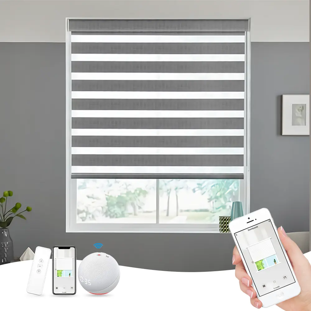 durable in use zebra day night ready made single layer fabric sunscreen motorized zebra blinds