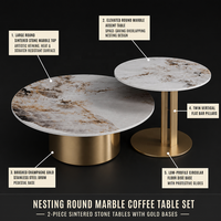 Table basse Tostone en quartzite naturel de luxe haut de gamme, couleur or Patagonia - Meuble de salon moderne, durable et écologique