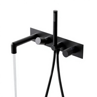 Robinet de baignoire mural moderne minimaliste en cuivre brossé avec cartouche céramique, mitigeur chaud/froid encastré, douche dissimulée intégrée au mur