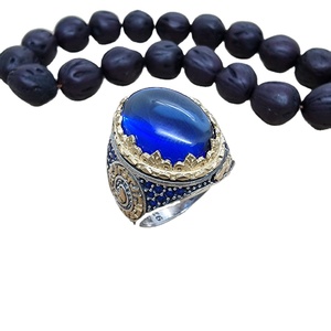 925 Sterling <b>Silver</b> Saphire Gemstone <b>Men</b> <b>Ring</b> Turkish <b>Ring</b> for <b>Men</b> Arabic Trendy <b>Ring</b> Accessories Gift for Man Traditional - Product Image 1